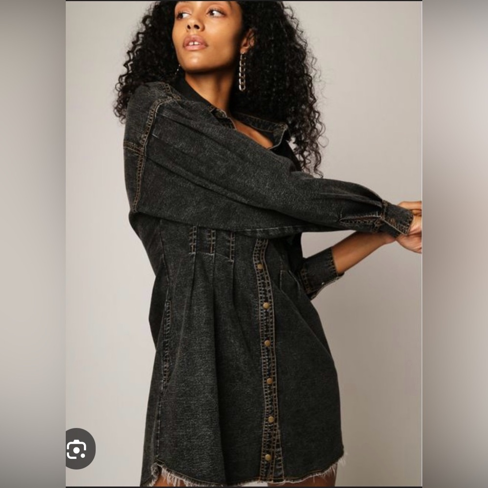 FREE PEOPLE Alpha Denim Dress in Black Wash